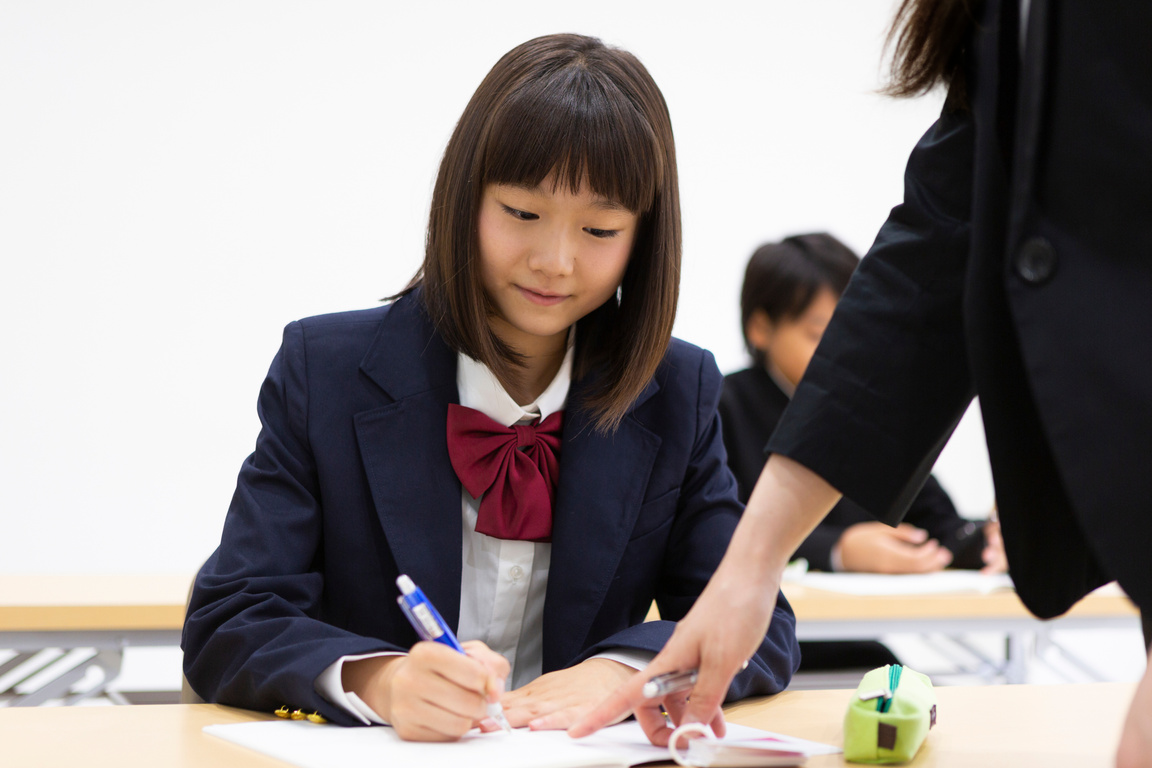 Junior high school students studying at cram school